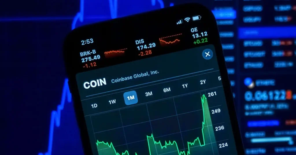 Digital coins and exchange interface showing how licensed UAE exchanges let users convert crypto to fiat securely.