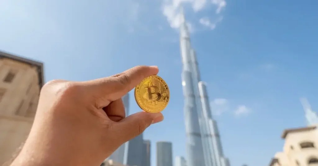 Secure legal cryptocurrency exchange process in Dubai showing compliant methods for cashing out Bitcoin and digital asset holdings