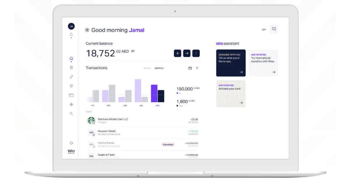 Sample WIO Bank Dashboard Interface