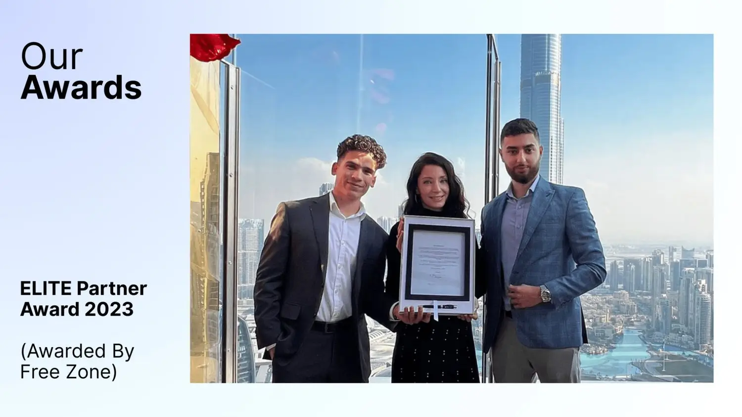 GenZone honored with the ELITE Partner Award by Dubai Free Zone, recognizing excellence in business setup services.