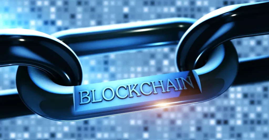A metallic blockchain chain link representing secure, decentralised technology in the Web3 industry.