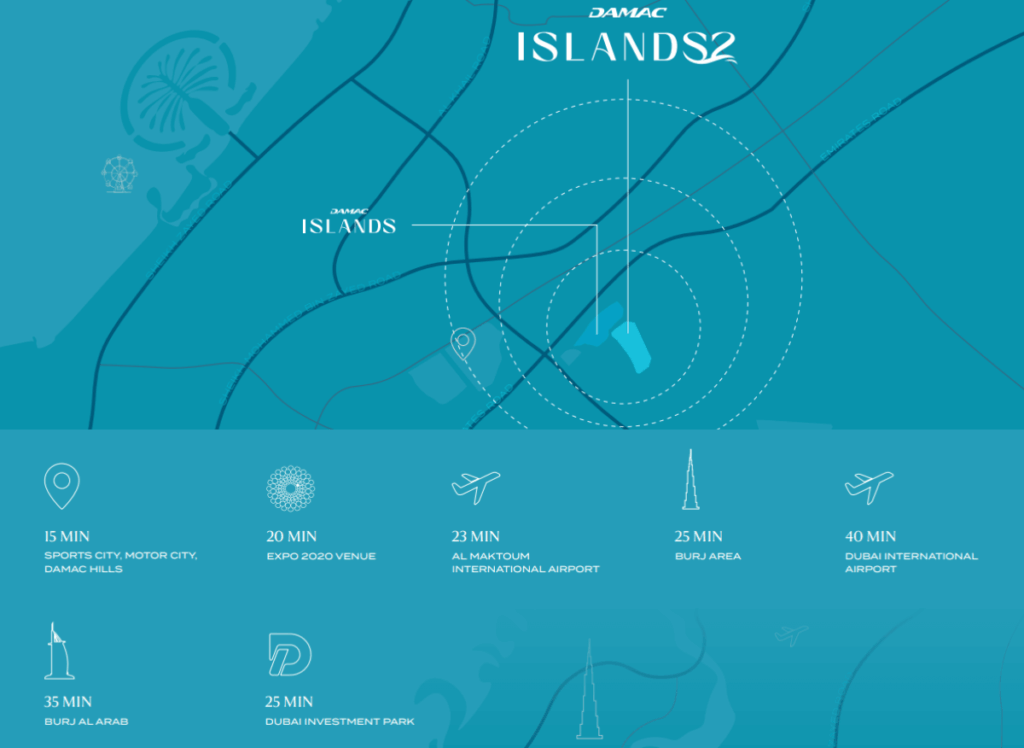 DAMAC Islands 2 offers island-style tranquility in Dubailand with easy access to Dubai’s major destinations and key city hubs.