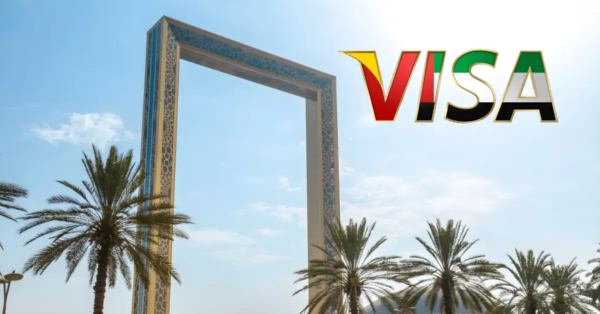 Dubai Frame with UAE Golden Visa text symbolizing long-term residency approval in Dubai.