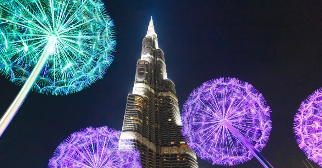 Burj Khalifa at night, symbol of Dubai’s booming business landscape and high-value real estate investments