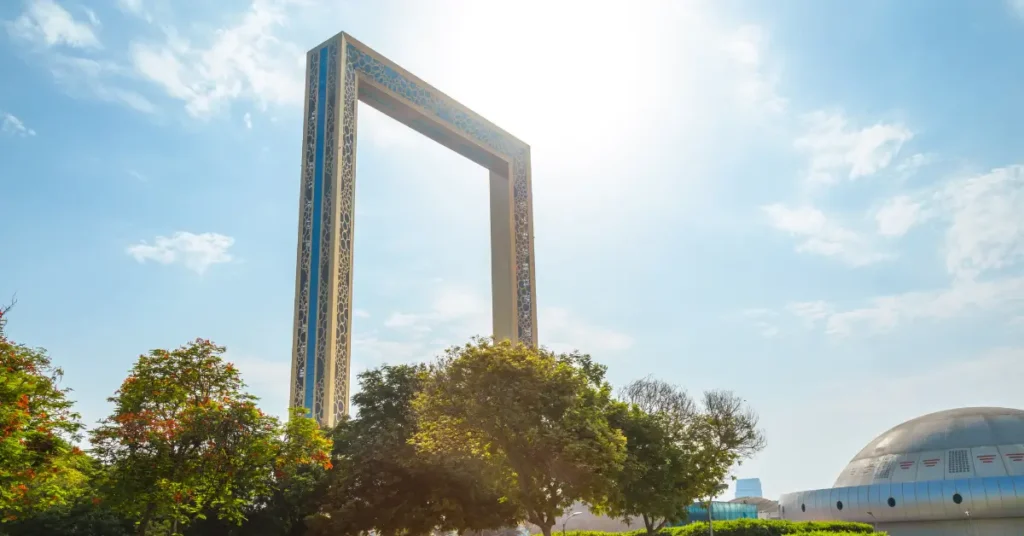 Dubai Frame landmark representing growth of UAE business setup and thriving commercial property sector