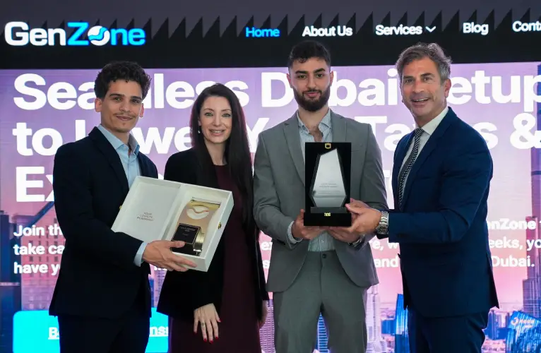 The founders of GenZOne were honored by the Dubai Free Zone authorities with awards recognizing them as the fastest-growing Dubai setup company.