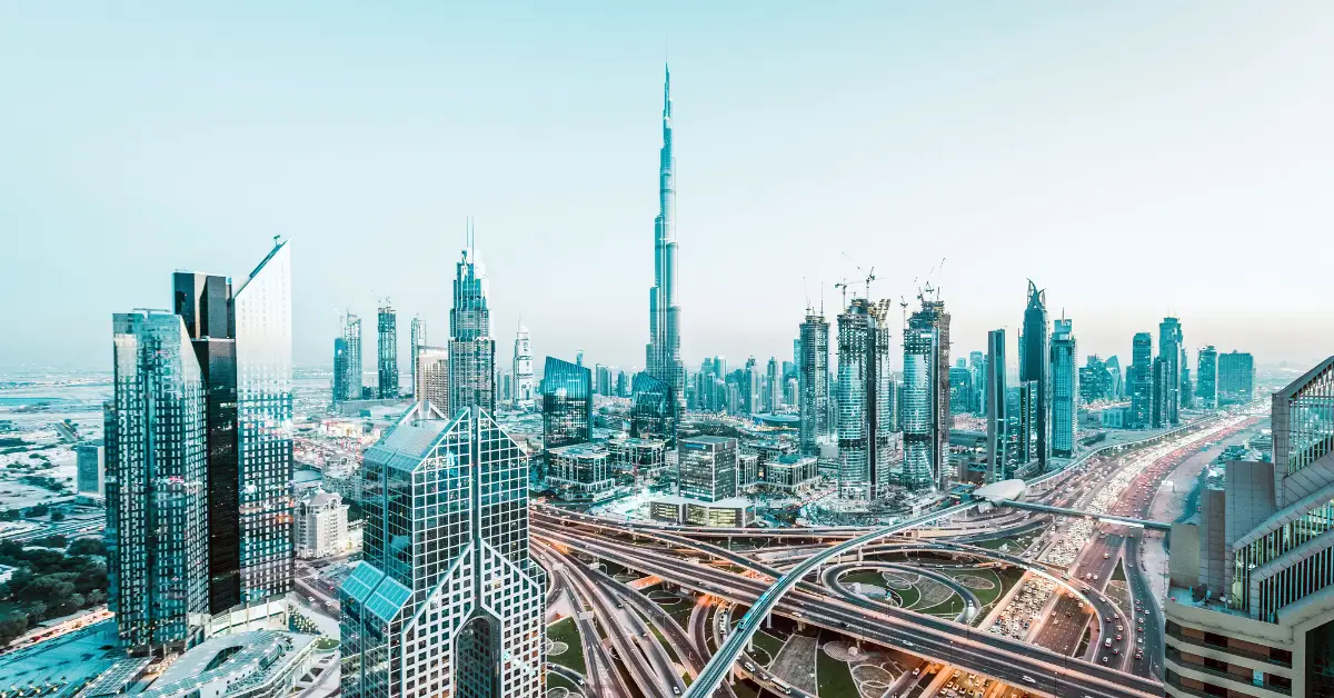 Dubai skyline featuring Burj Khalifa, highlighting the UAE as a global hub for tax residency and 0% personal income tax benefits