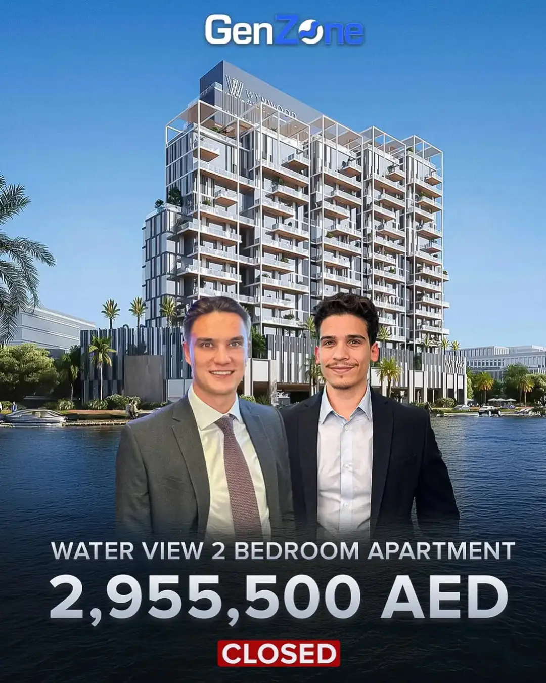 Sold by GenZone Realty: water view two bedroom apartment in Dubai