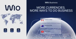 Wio Business multi-currency accounts showing new currencies AUD, CAD, and CHF for international business banking in Dubai
