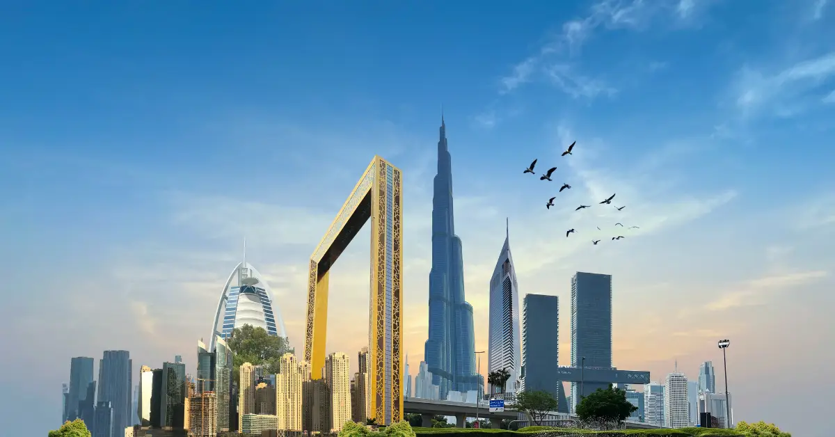 Dubai skyline symbolizing a tax-free destination for investors relocating from Europe