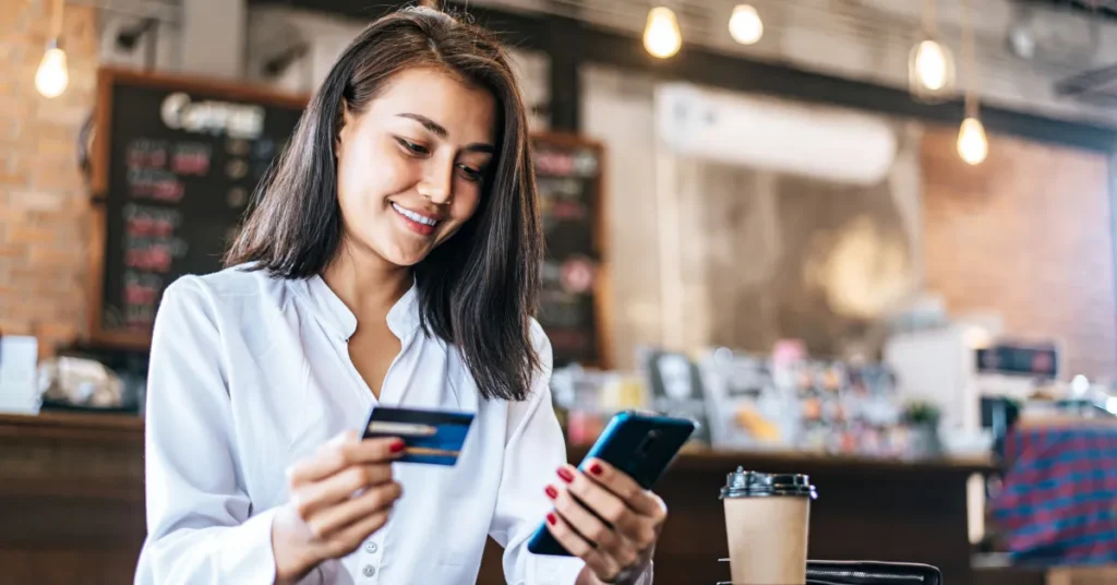 Entrepreneur making a digital payment representing Stripe, PayPal and global payment processing enabled by a US LLC.