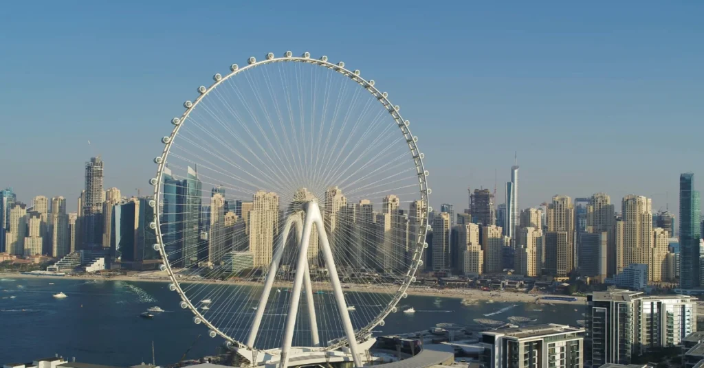 Ain Dubai observation wheel and marina skyline - symbol of Dubai's world-class residency by investment destination
