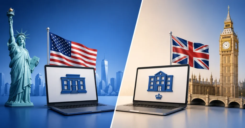 US LLC and UK LTD formation comparison showing business setup options for international entrepreneurs