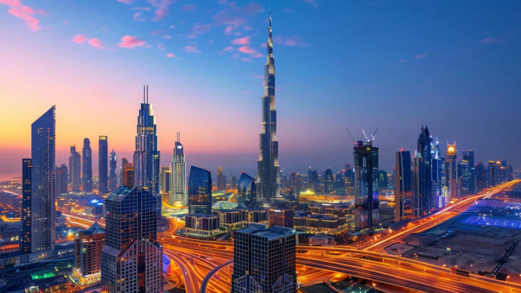 Dubai skyline featuring Burj Khalifa and business district representing growth, investment, and company setup