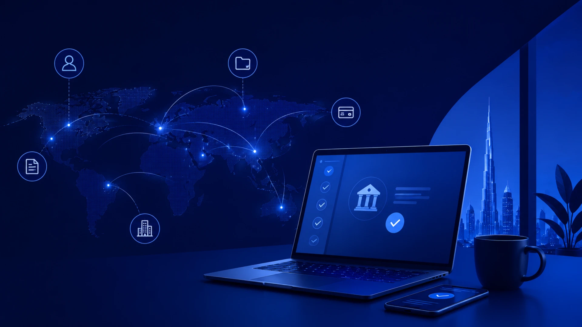 Remote corporate banking setup and account access for non-resident Dubai business owners