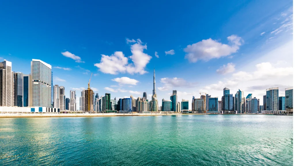 Dubai waterfront skyline highlighting commercial real estate and company setup opportunities