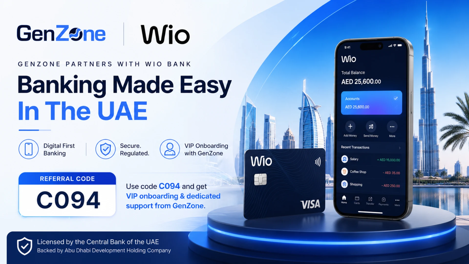 Wio Bank referral code C094 by GenZone, VIP onboarding and dedicated support for personal, family, and business accounts