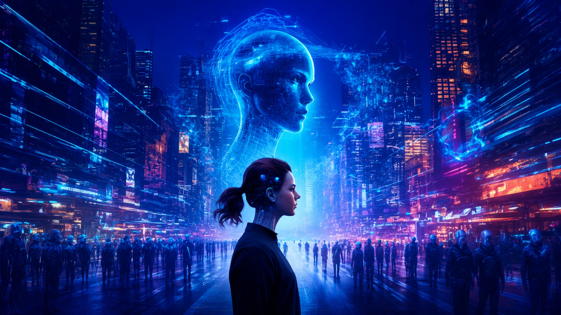 Futuristic Dubai cityscape with AI imagery, symbolizing the emirate’s rise as a global technology and innovation hub.