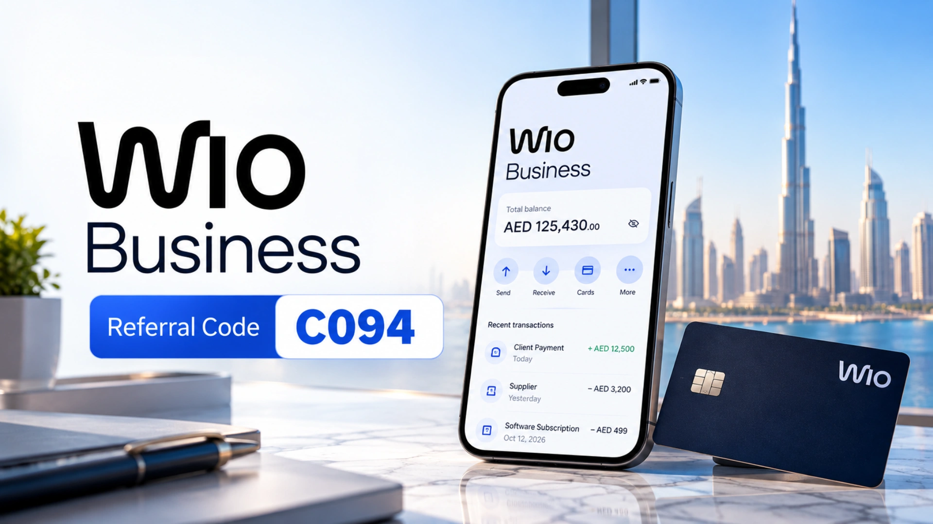 Wio Business referral code C094 for VIP onboarding and UAE online business banking through GenZone.