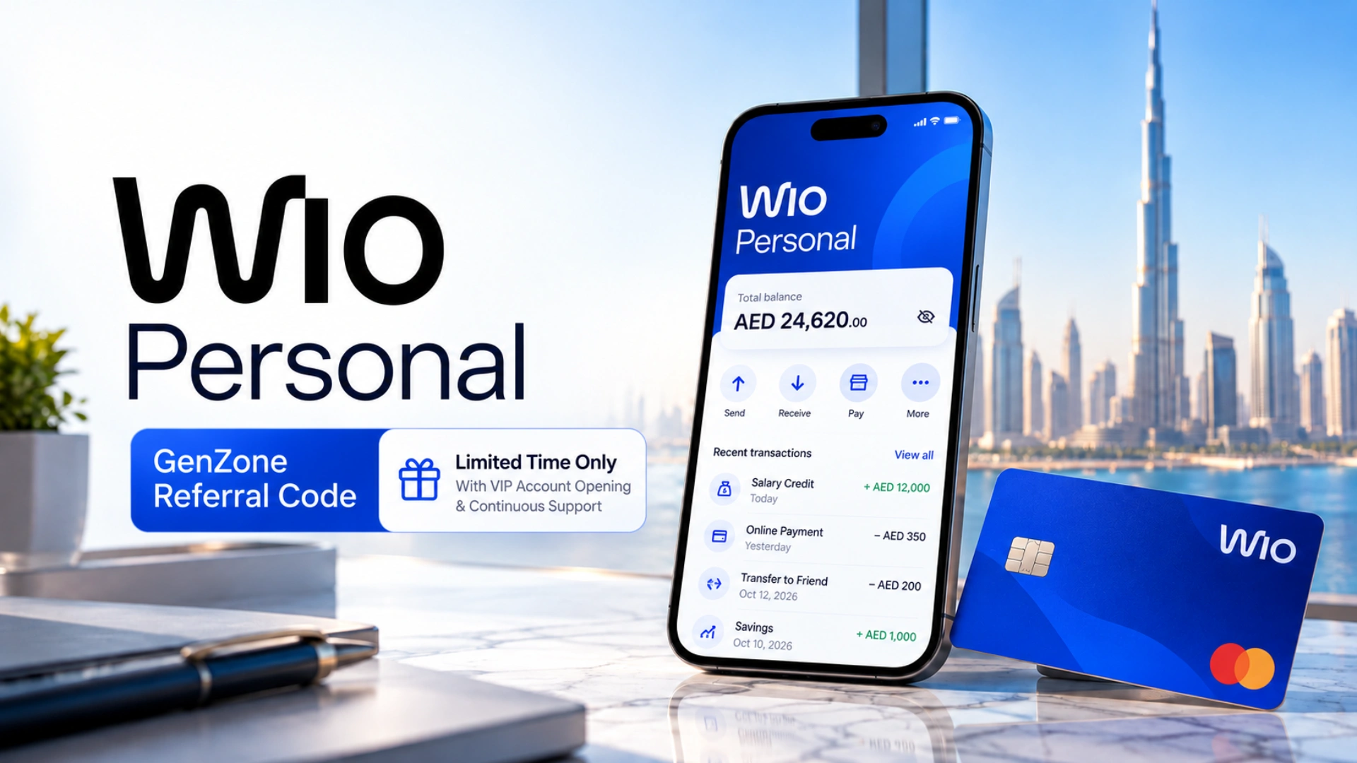Wio Personal bank account in the UAE with GenZone referral for VIP account opening and support.